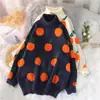 Suéter de Cuello Alto Naranja para Mujer Transfronterizo Otoño/Invierno 2026, Elegante Jersey de Estilo Coreano, Suéter de Punto Cálido, Top de Lana