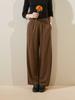 Pantalones de Punto Ai Estilo Casual 100% Lana Pierna Recta Adelgazantes Pierna Ancha para Mujer, Versión Delgada de Primavera, Largo al Suelo para Petites