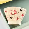 Tazón de Arroz Cherry Kitty de Alto Valor Estético para Uso Doméstico, Vajilla de Cerámica Esmaltada de Color, Lindo Tazón para Ensalada de Frutas y Postres, Tazón para Yogur