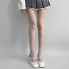 Medias de Rejilla Transparente de Malla de Pescado Estilo Milenial Doble Sombra Lazo Verano e Otoño Medias Finas para Mujer Cualquier Corte Color de Piel Calcetines Sexy de Belleza