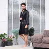 Elegante Bata de Dormir de Seda para Hombre, Kimono de Verano Delgado de Manga Larga, Ligera, Talla Grande, Suave y Transpirable para Dormir en Casa