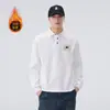 Ropa para Hombre Fengshe / Sudadera de Manga Larga para Hombre de Otoño 300g con Cuello de Solapa Estampado, Estilo Americano, Marca de Moda, Peso Pesado, Corte Holgado