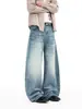 Roupas Masculinas Fengshe / Jeans Reto Solto Tendência Casual Perna Larga Gato Olho Retro Americano para Homens e Mulheres
