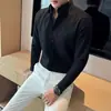 Camisa de lujo de estilo coreano, sofisticada y ligera para hombre, manga larga blanca, resistente a las arrugas y de fácil cuidado, disponible en tallas grandes, estilo de exportación moderno
