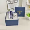 Taza y Platillo de Porcelana Hueso Azul y Blanco de Lunares Retro, Plato de Postre de Doble Capa, Taza, Tarro Sellado, Vajilla para Café y Té de la Tarde al por Mayor