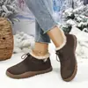 Botas de neve casuais femininas, com forro de fleece, sola grossa e de calçar, um item popular transfronteiriço, quentes e antiderrapantes para o inverno, com sola macia, perfeitas para mães