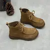 Botas Martin de cuero de vaca hechas a mano para comercio exterior, suela gruesa, nueva colección otoño/invierno, punta redonda, suela suave, botines de caña alta, botines cortos casuales de cuero genuino para mujer