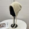 Gorro Pulóver Rizado de Lana de Visón Imitación Estilo Coreano para Mujer Otoño e Invierno Cálido del Norte Correas Ranura Trasera Gorro Pulóver