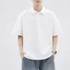 Camisa Polo de Solapa de Manga Corta 2026 Verano para Hombre Holgada Casual de Color Sólido Camiseta Top Camisa de Media Manga