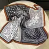 Pañuelo Cuadrado Pequeño de Algodón y Lino con Estampado de Flor de Anacardo para Mujer, Elegante para Primavera y Verano, Combinado con Camisas y Trajes, Moderno Pañuelo para Cintura