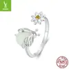 Anillo abierto Ziyun plateado original popular luminoso Luciérnaga insecto del bosque Margarita anillo de plata de ley s925