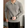 Suéter de punto de media cremallera de alta gama, estilo clásico, para hombre, perfecto para otoño e invierno, versátil para uso casual, con cuello tipo polo y diseño de canalé