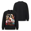 Camiseta de Manga Larga para Hombre de Algodón Puro, Peso Pesado, Estilo Retro Americano, Copo de Nieve Lavado, Cómics de Payaso Stewell, Transfronterizo