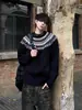 Suéter de punto Fair Isle con cuello redondo Cleanfit para hombre Invierno Estilo Retro Americano Perezoso Suéter de punto para pareja Chaqueta Moderna
