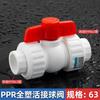 Accesorios para tuberías de agua PPR, válvula de bola con núcleo de acero, accesorios de unión doble de fusión en caliente, interruptor de tubería de agua fría de plástico completo 40 50