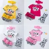Atacado do Fabricante Roupas para Bonecas Reborn 18-23 polegadas Simulação de Bebê Camiseta de Manga Curta Cartoon Vaca Calça PP Conjunto de 4 Peças