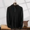 Outono e inverno novo suéter de caxemira masculino lapela pulôver camiseta gola polo cashmere puro malha manga comprida moda suéter