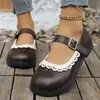 Nuevos Zapatos Pequeños de Cuero Mary Jane Retro para Mujer Primavera y Verano Estilo Francés Punta Redonda Estudiantes con Faldas Planos Estilo Japonés