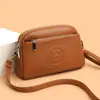 Bolso Bandolera Transfronterizo 2026 Estilo Nuevo para Mujer, Hecho de Piel de Vaca de Primera Capa, Versátil Bolso Pequeño Cuadrado para Teléfono con Doble Cremallera, Elegante Bolso de Hombro