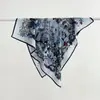Pañuelo de Gasa de Seda Natural Azul 100% Seda de Morera Pañuelo de Primavera y Verano Ligero Protección Solar Pañuelo Cuadrado Mediano 65cm