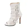 Estilo Europeo y Americano Talla 40-50 Puntera Redonda Extra Grandes Botas de Cuero Zapatos de Tacón Alto Verano Tacón Delgado Botas de Mujer Enfriamiento Boo