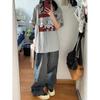 Playera Estampada de Media Manga Top Ropa Estilo Japonés Algodón Puro Manga Corta Camiseta Diseño Nicho Chic para Mujer Ropa de Trabajo
