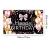 Novos adereços de decoração de aniversário transfronteiriços: Bandeiras decorativas de poliéster 100D, tecido para fundo de aniversário, faixas e dísticos personalizados