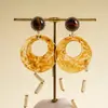 Pendientes de Corazón de Madera Color Café Transfronterizos Europeos y Americanos, Pendientes Estilo Retro Maillard, Pendientes de Diseño de Nicho para Mujer
