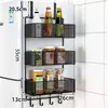 Prateleira de armazenamento lateral para geladeira de cozinha, montada na parede, multifuncional, multicamadas, para armazenar temperos e filme plástico