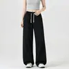 Pantalones deportivos de chándal versátiles de moda para mujer, talla grande, estilo americano de otoño, pantalones grises de pierna ancha, pantalones casuales fluidos para jóvenes, modernos