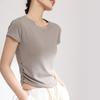 Camiseta de manga corta con cuello redondo para mujer, verano, diseño plisado ajustado a la cintura, sentido nicho, camiseta de chica hot, top corto ajustado
