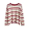 Suéter de rayas color block atmosférico y moderno, suéter de punto casual y estilizado para mujer, nueva colección Otoño/Invierno 26 H082812