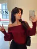 Suéter de tricô elegante e descontraído em estilo francês com design de um ombro só, perfeito para primavera, outono e inverno; um top moderno e sutilmente atraente para mulheres