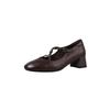 Zapatos Mary Jane Cómodos y Duraderos de Piel de Vaca de Primera Capa con Tira Cruzada, Colección Otoño 2025, Tacón Medio Grueso, Punta Redonda, Zapatos de Cuero Genuino para Mujer