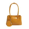 2025 Nova Bolsa Transversal de Couro com Cera de Óleo Bolsa Tote Feminina Versátil para o Dia a Dia Bolsa de Ombro Bolsa Quadrada Pequena Bolsa de Axila