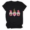 Amazon eBay estação independente rosa anão estampa de personalidade moderno manga curta gola redonda camiseta combina com tudo