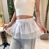 Falda tutú de encaje de princesa para primavera y verano, falda corta apilada de punto de ola con cordones para mujer, cubierta de traje de baño de malla para playa