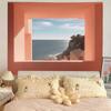 Fuera de la ventana, tela de fondo de montaña ins paisaje dormitorio mesita de noche tela colgante simulación cuarto de alquiler dormitorio revestimiento de pared decorativo tapiz