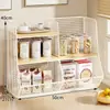 Estante de Almacenamiento de Escritorio de Gran Capacidad y Estante de Almacenamiento de Tazas por Niveles, Gabinete Lateral, Gabinete Multifuncional de Almacenamiento de Tazas de Té para la Sala de Estar