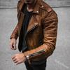 Comércio Exterior Europeu e Americano Primavera e Outono 2024 Transfronteiriço Aliexpress Moda Slim Gola Lapela Corta-Vento Motociclista Jaqueta de Couro Masculina