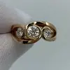 Anillo Retro Geométrico de Moda Transfronterizo con Circonita Incrustada en Oro Joyería de Fiesta de Alta Gama de Moda con Personalidad para Mujer