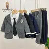 Ropa Formal Estilo Coreano para Primavera y Otoño, Ropa Elegante para Niños, Traje Formal para Bebé Niño de 1 Año, Traje de 2 Piezas, Conjunto de Traje Pequeño para Niños de 3 Piezas para Niños de 4 Años