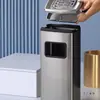 Cubo de basura de acero inoxidable para baño con apertura directa sin tapa, tapa abatible lateral, cubo de basura cuadrado comercial para entrada de ascensor