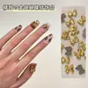Accesorios para Uñas con Moño Retro Tridimensional Color Dorado y Plateado Pajarita Serpentina Resina Dulce Fresca Decoración de Uñas con Moño