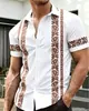 E-commerce Transfronteiriço Verão Nova Camisa Masculina Fluida Sedosa Não Amassa Casual Top Estampada Manga Curta Homens