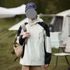 Chaqueta Impermeable Transpirable con Capucha de Bloques de Color para Parejas, Unisex, para Viajes y Montañismo
