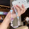 Nuevo Estilo Lujo Ligero Cadena para Teléfono con Perlas Corazón Rosa Linda Colgante de Cámara para Niña Pulsera de Cordón Ccd