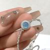 Pulsera de plata de ley 925 con aguamarina natural para mujer, con un toque fresco y sencillo de hielo agrietado.