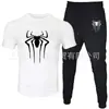 2025 Novo Conjunto Casual Esportivo Masculino de Duas Peças: Camiseta de Manga Curta e Calça, Verão, Gola Redonda, Cor Lisa, Estampado