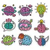Patche Bordado Planeta Cérebro Criativo Desenho Animado Buraco Cerebral Lâmpada Espaço Adesivo Bordado para Roupas Mochila DIY Termocolante